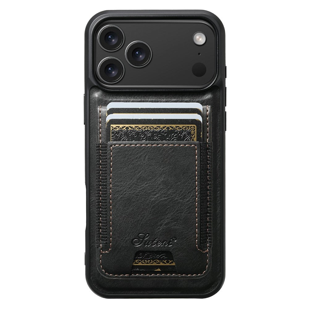 SUTENI For iPhone 17 Pro Max Case Compatible with MagSafe Card Holder Kickstand Phone Cover - Black