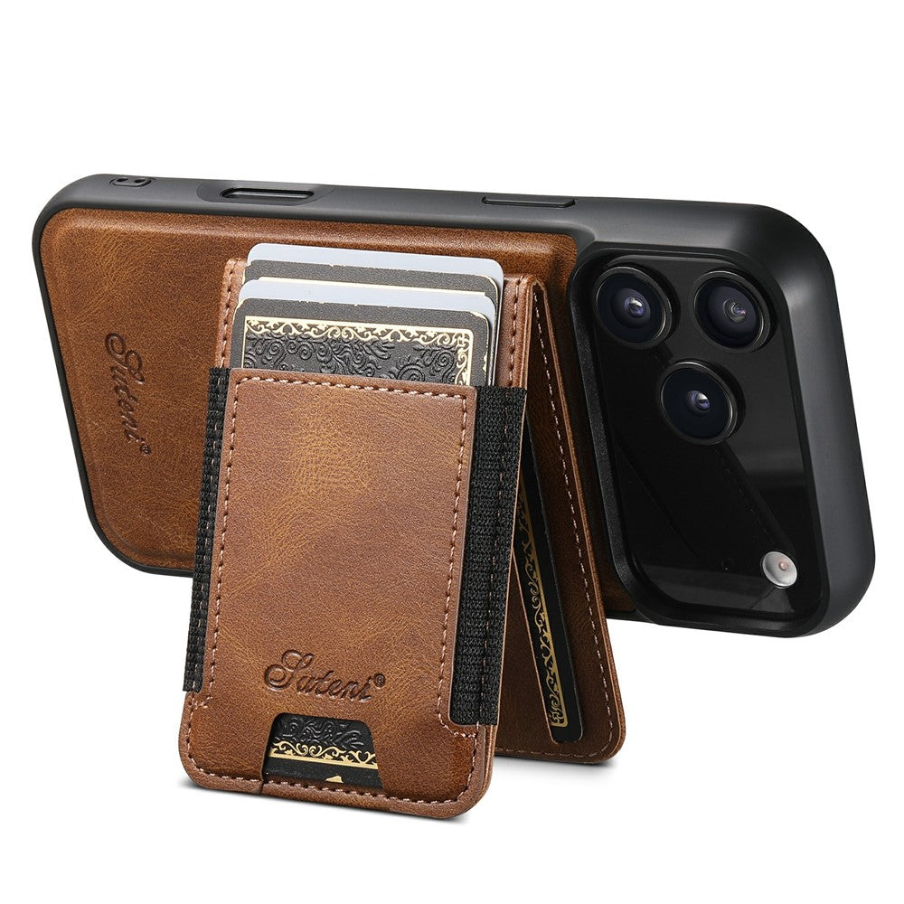 SUTENI For iPhone 17 Pro Max Case Compatible with MagSafe Card Holder Kickstand Phone Cover - Brown