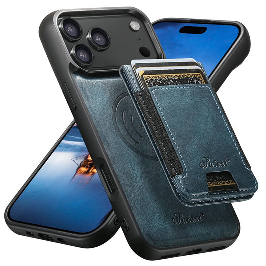 SUTENI For iPhone 17 Pro Max Case Compatible with MagSafe Card Holder Kickstand Phone Cover - Blue
