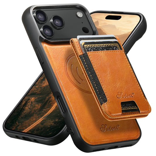 SUTENI For iPhone 17 Pro Max Case Compatible with MagSafe Card Holder Kickstand Phone Cover - Khaki