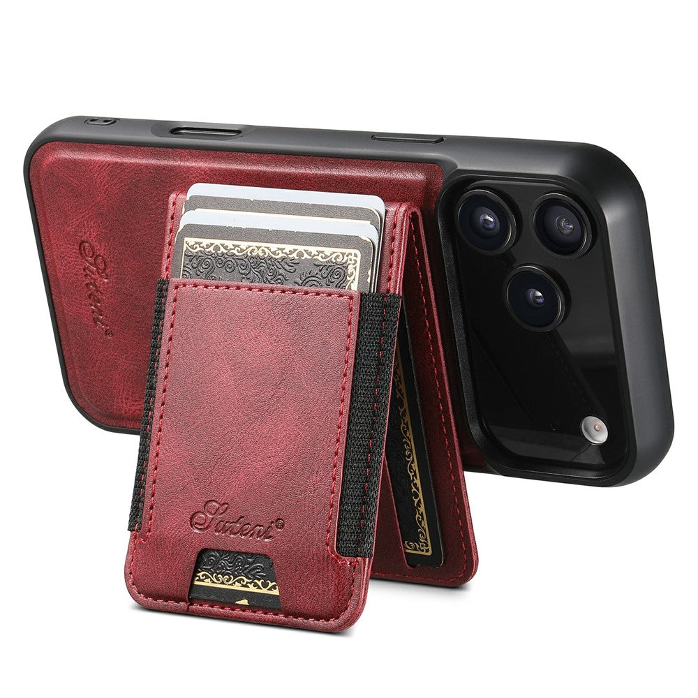SUTENI For iPhone 17 Pro Max Case Compatible with MagSafe Card Holder Kickstand Phone Cover - Red