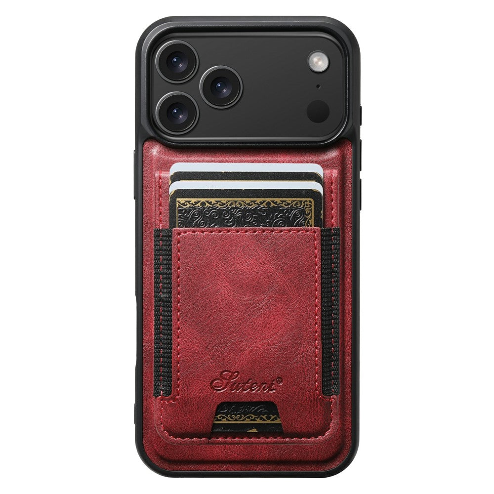 SUTENI For iPhone 17 Pro Max Case Compatible with MagSafe Card Holder Kickstand Phone Cover - Red