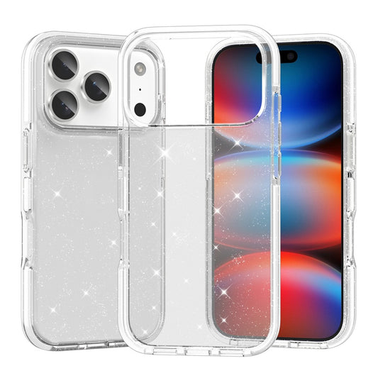 For iPhone 17 Pro Max Glitter Case PC Back TPU+TPE Frame Bling Sparkle Shockproof Cover