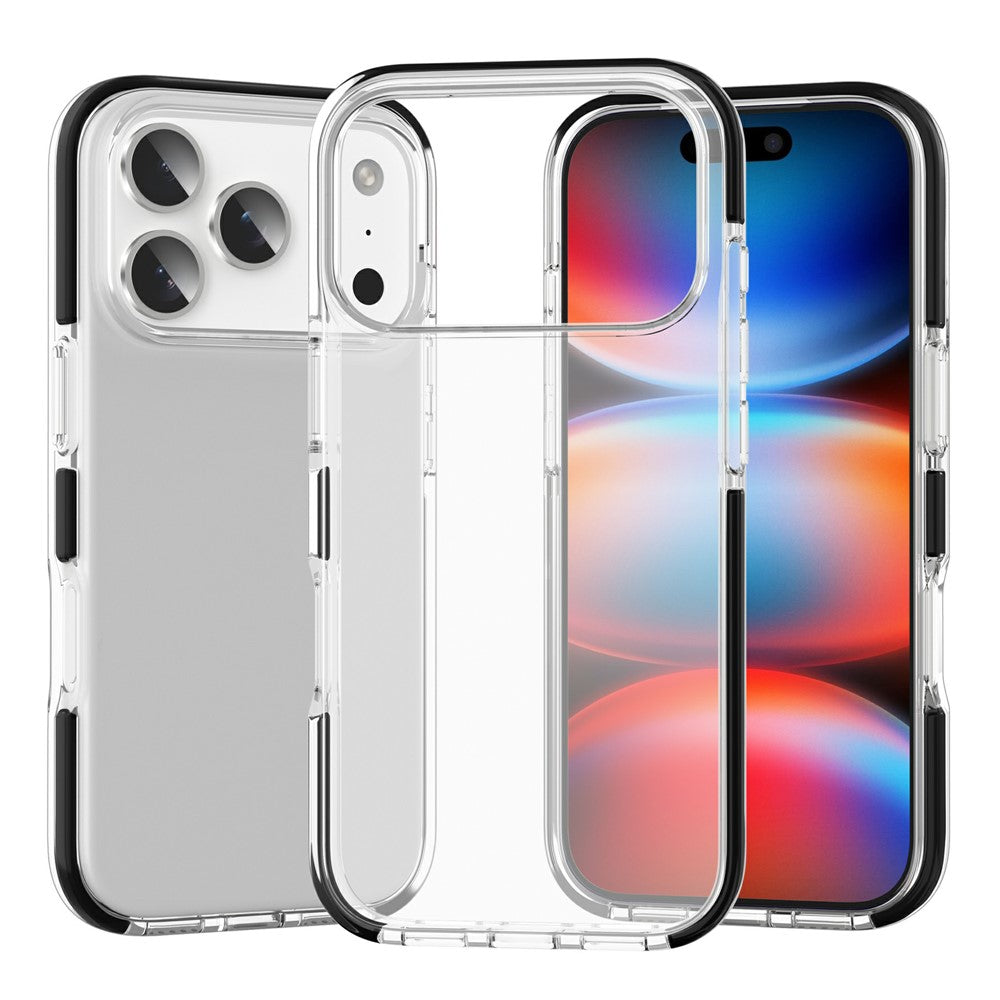 For iPhone 17 Pro Max Case TPU+TPE Anti-drop Clear Phone Cover - Transparent Black
