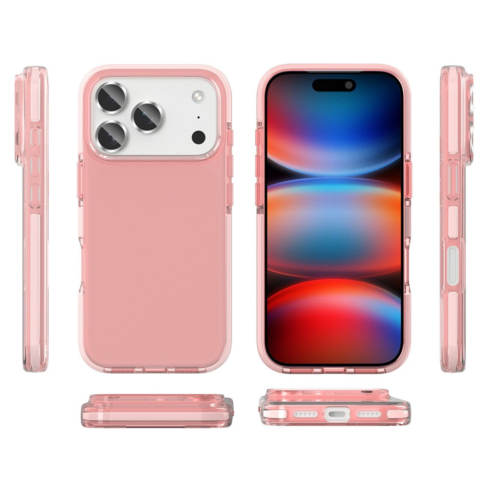 For iPhone 17 Pro Max Case TPU+TPE Anti-drop Clear Phone Cover - Transparent Pink