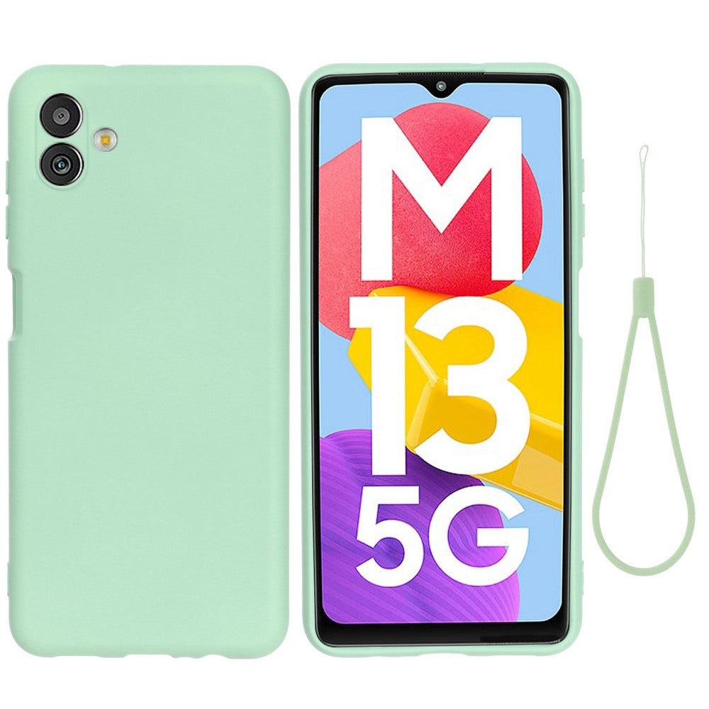 Cell Phone Case for Samsung Galaxy M13 5G, Liquid Silicone+Soft Microfiber Lining Anti-dust Phone Protective Cover - Green