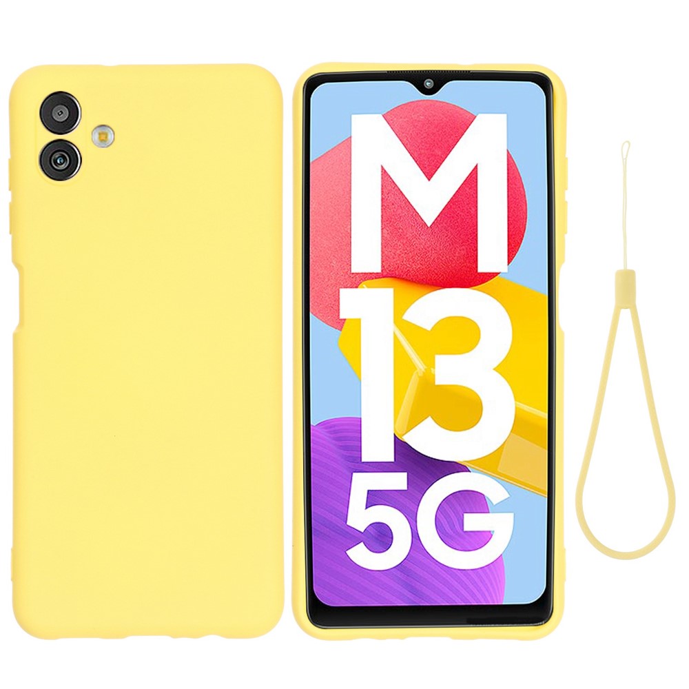 Cell Phone Case for Samsung Galaxy M13 5G, Liquid Silicone+Soft Microfiber Lining Anti-dust Phone Protective Cover - Yellow