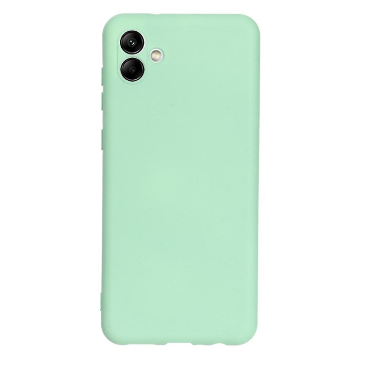 For Samsung Galaxy A04 4G (164.4 x 76.3 x 9.1 mm) Liquid Silicone Phone Case Anti-Scratch Soft Fiber Lining Camera Protection Cover with Strap - Green