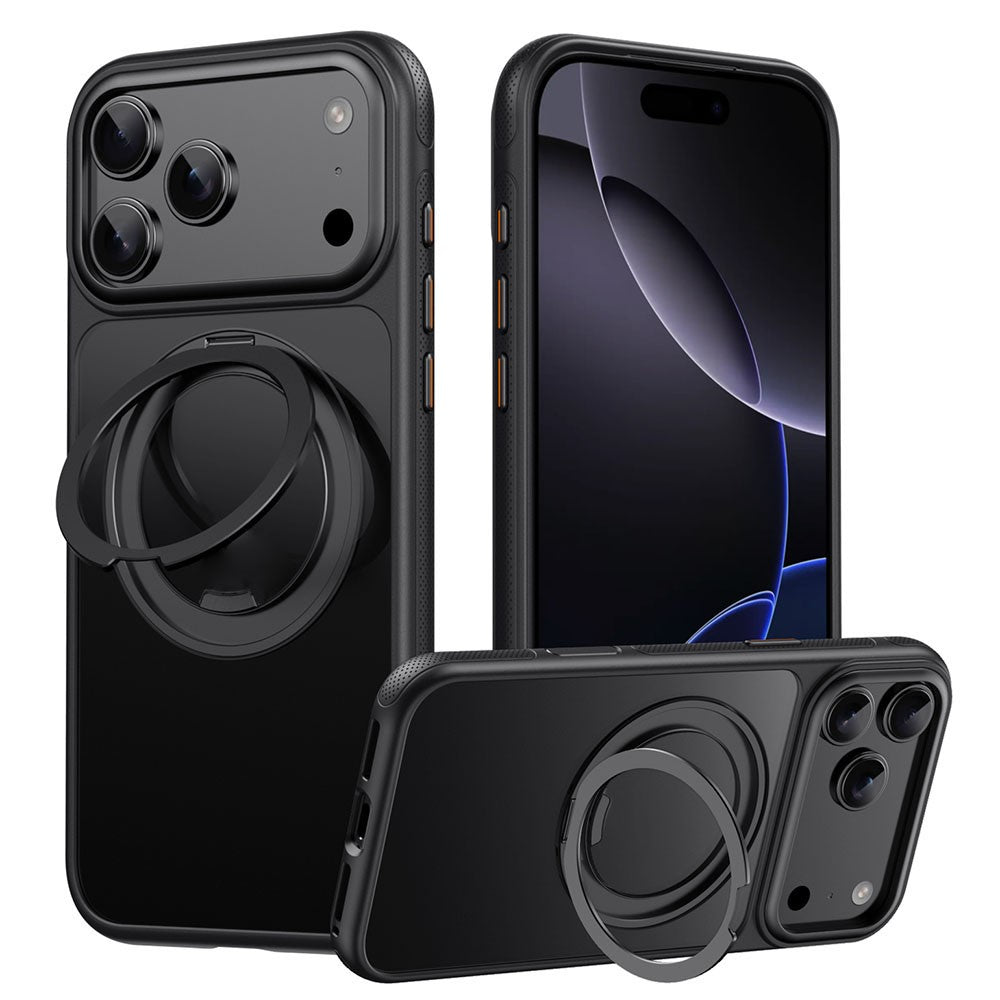 For iPhone 17 Pro Max Case Compatible with MagSafe Kickstand TPU PC Phone Back Cover - Black