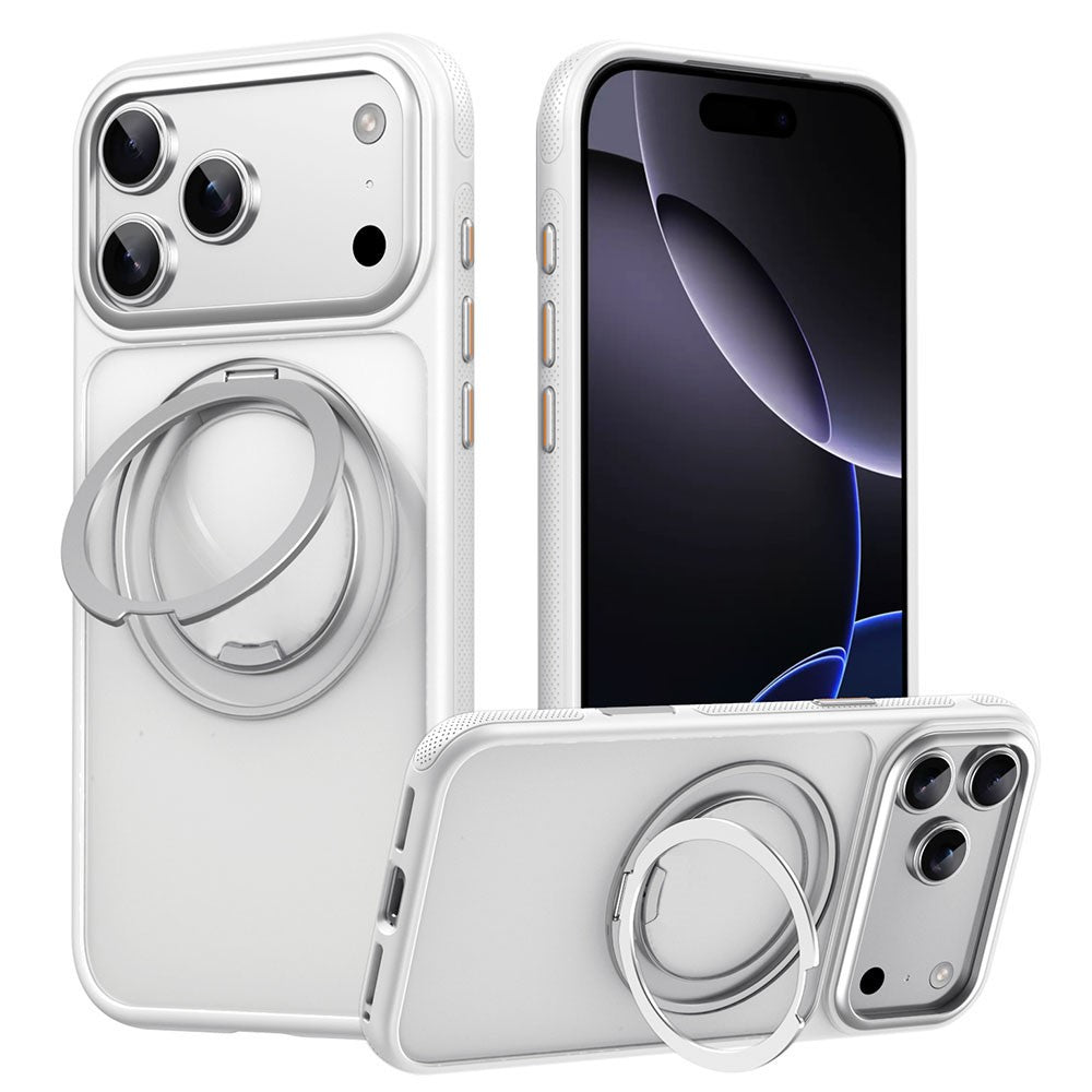 For iPhone 17 Pro Max Case Compatible with MagSafe Kickstand TPU PC Phone Back Cover - White