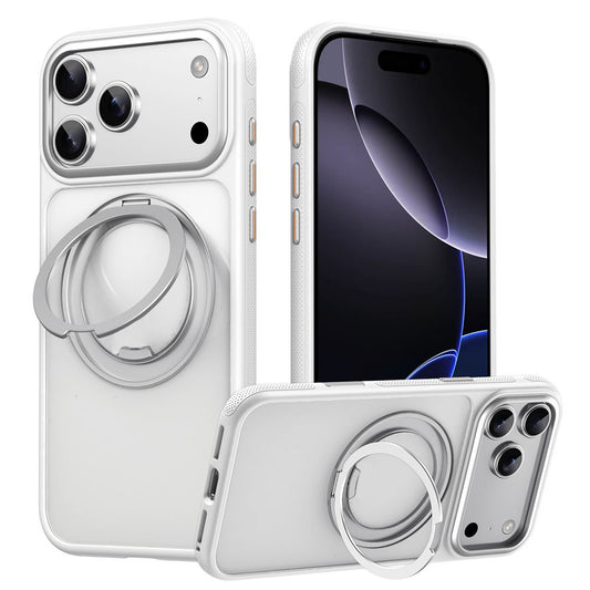 For iPhone 17 Pro Max Case Compatible with MagSafe Kickstand TPU PC Phone Back Cover - White