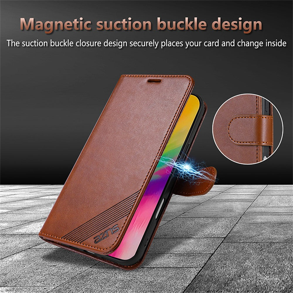 AZNS For iPhone 17 Pro Max Case Anti-Scratch PU Leather Stand Wallet Phone Cover - Black