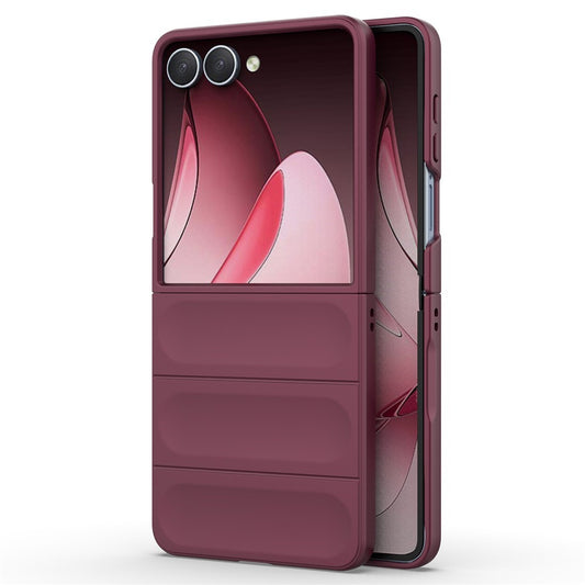 AMORUS For Samsung Galaxy Z Flip7 5G Case Shockproof Hard PC Rugged Phone Back Cover - Wine Red