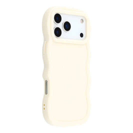 For iPhone 17 Pro Max Case TPU Protective Phone Cover Unique Curly Wave Frame - White