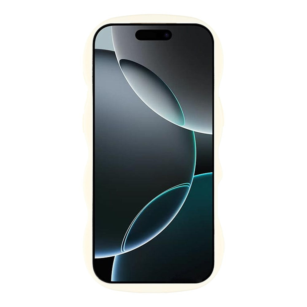 For iPhone 17 Pro Max Case TPU Protective Phone Cover Unique Curly Wave Frame - White