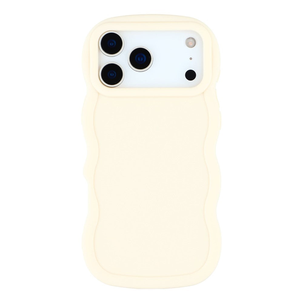 For iPhone 17 Pro Max Case TPU Protective Phone Cover Unique Curly Wave Frame - White