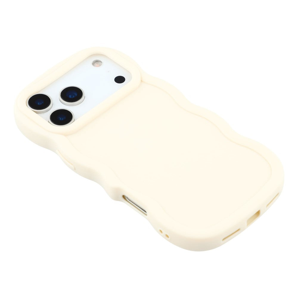 For iPhone 17 Pro Max Case TPU Protective Phone Cover Unique Curly Wave Frame - White