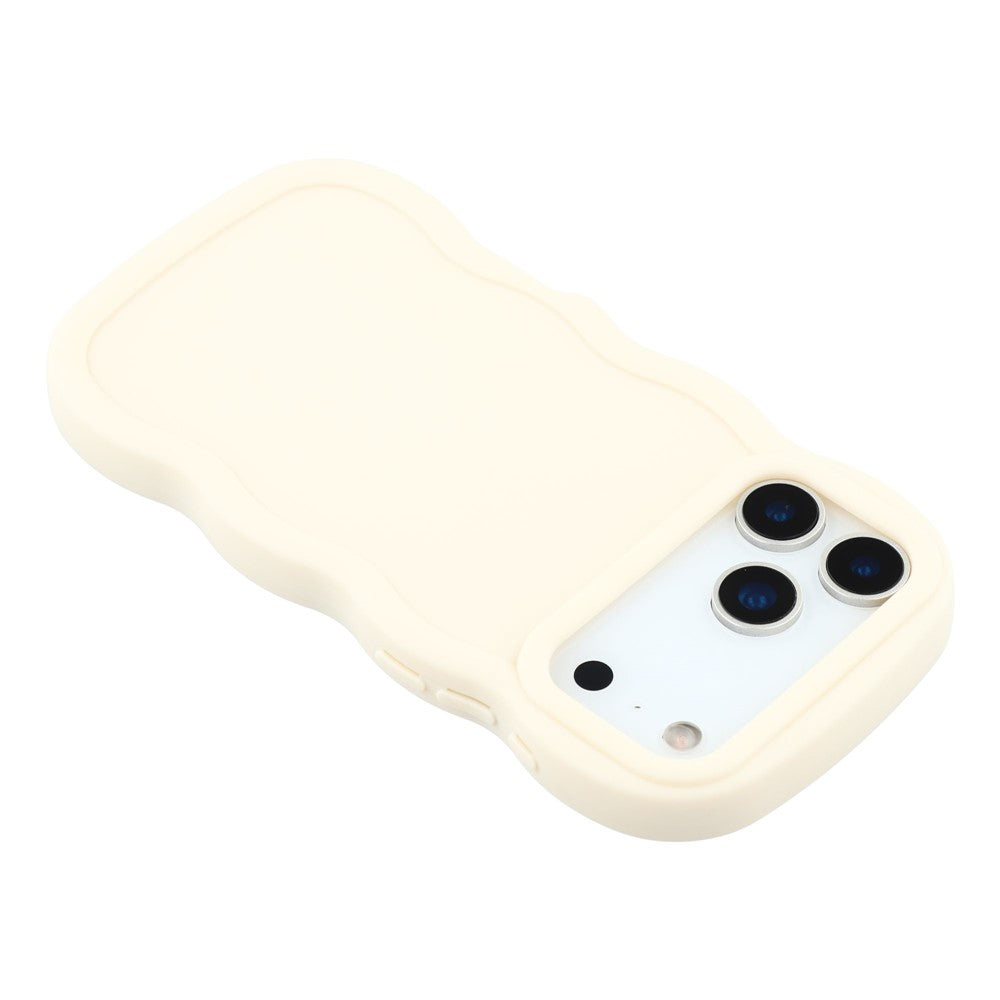 For iPhone 17 Pro Max Case TPU Protective Phone Cover Unique Curly Wave Frame - White