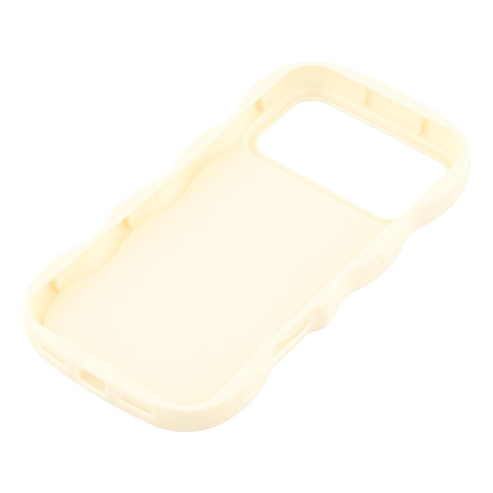 For iPhone 17 Pro Max Case TPU Protective Phone Cover Unique Curly Wave Frame - White