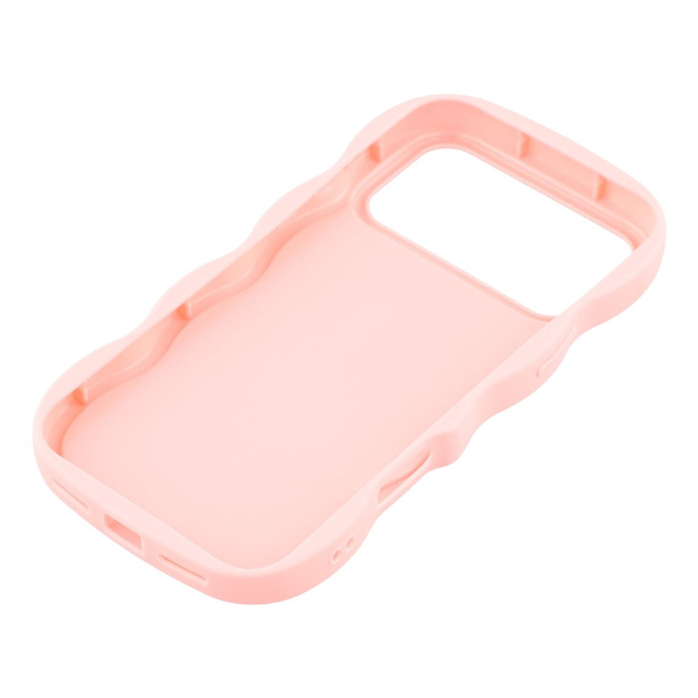 For iPhone 17 Pro Max Case TPU Protective Phone Cover Unique Curly Wave Frame - Pink