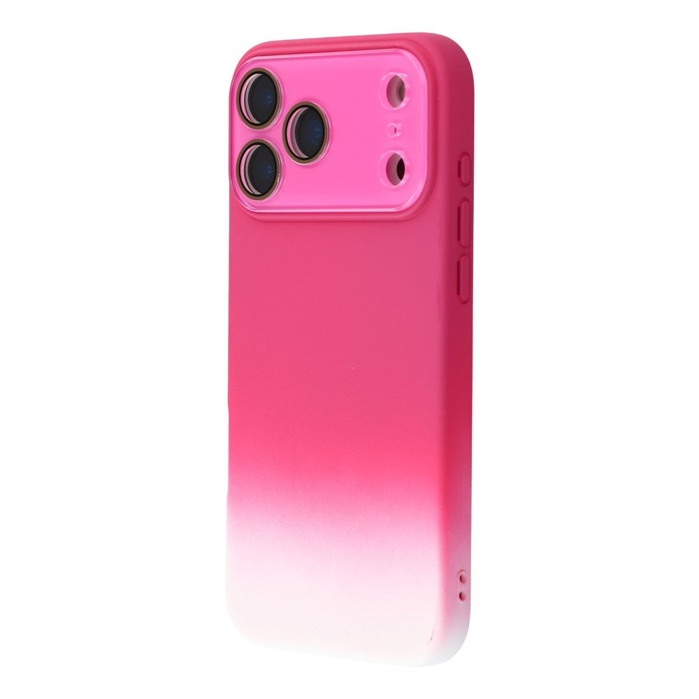For iPhone 17 Pro Max Case Dual-Color Gradient TPU + Fiber Lining Phone Cover with Lens Protector - Rose Gradient