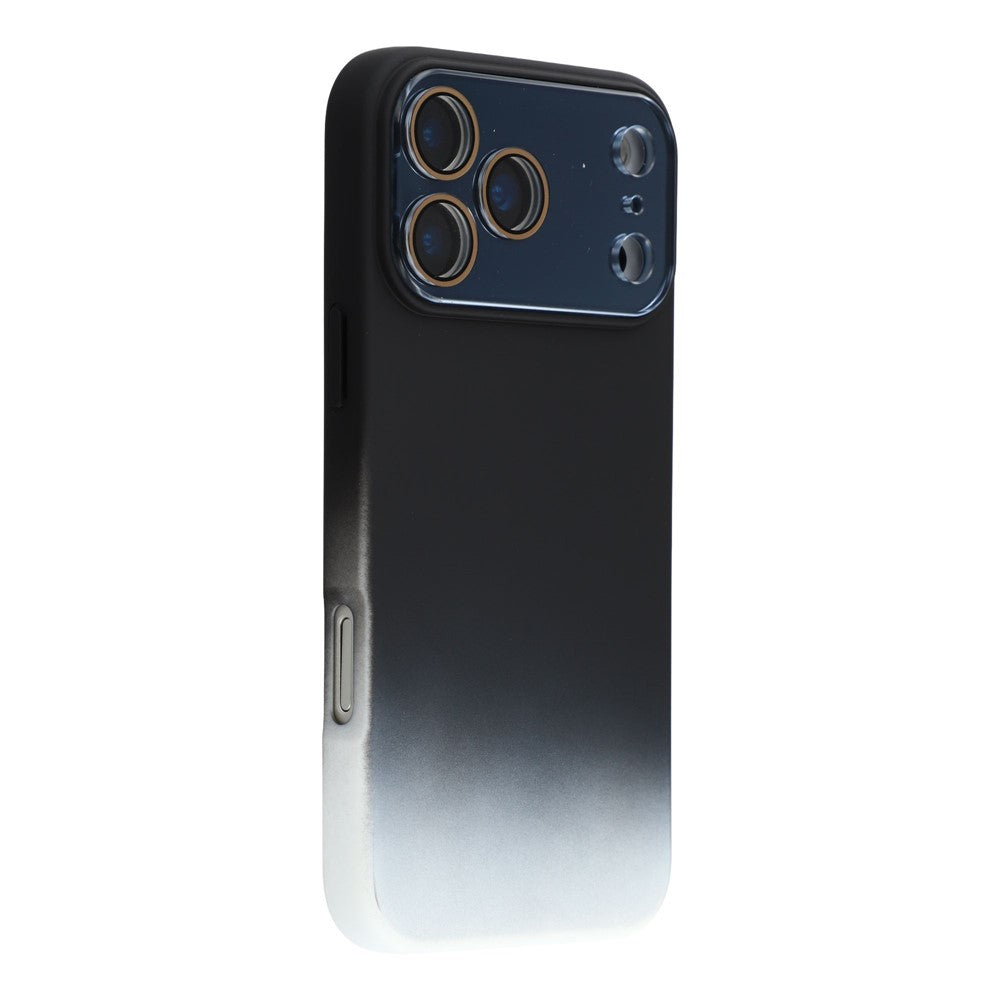 For iPhone 17 Pro Max Case Dual-Color Gradient TPU + Fiber Lining Phone Cover with Lens Protector - Black Gradient