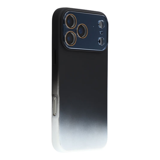 For iPhone 17 Pro Max Case Dual-Color Gradient TPU + Fiber Lining Phone Cover with Lens Protector - Black Gradient