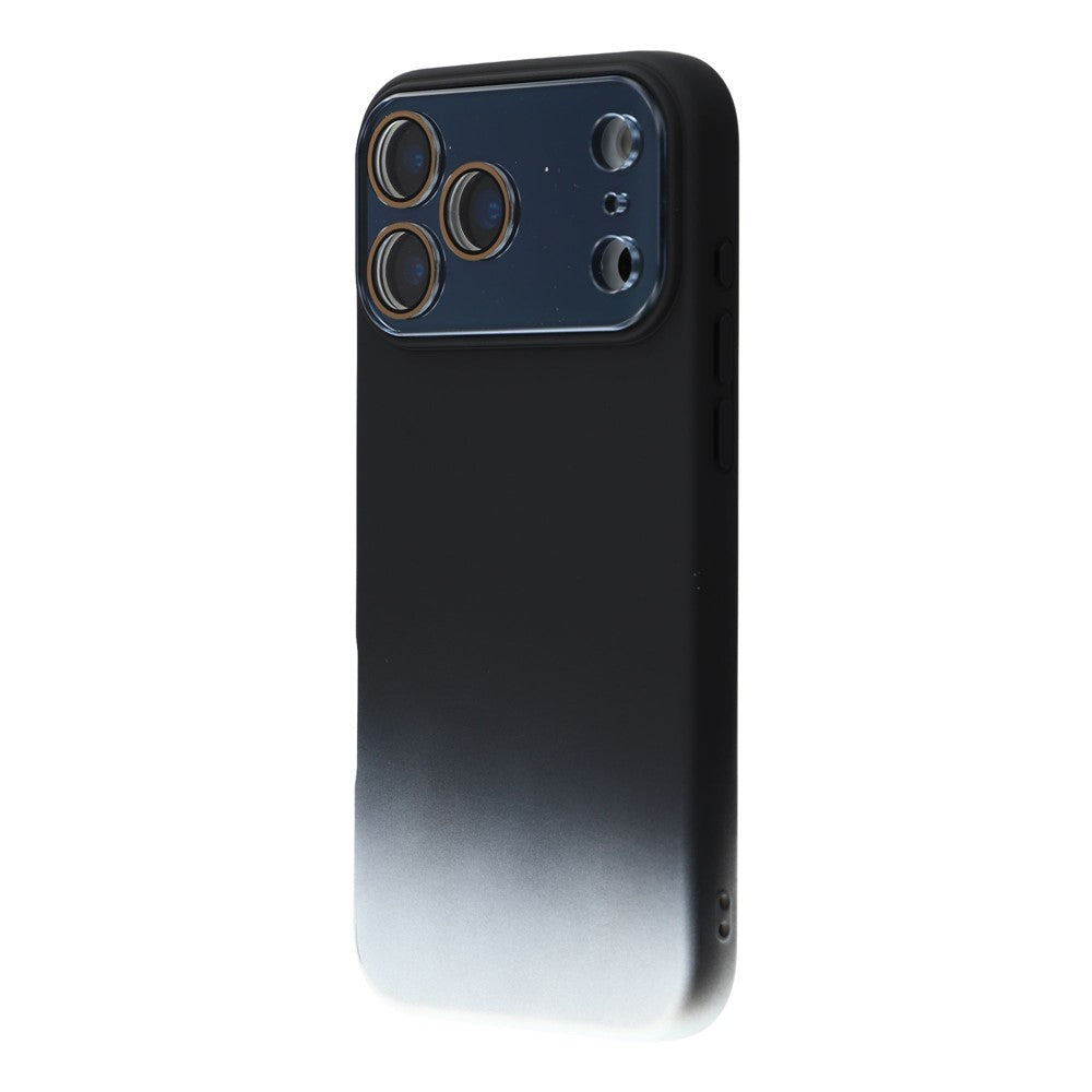 For iPhone 17 Pro Max Case Dual-Color Gradient TPU + Fiber Lining Phone Cover with Lens Protector - Black Gradient