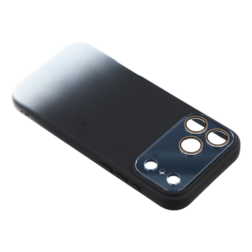 For iPhone 17 Pro Max Case Dual-Color Gradient TPU + Fiber Lining Phone Cover with Lens Protector - Black Gradient