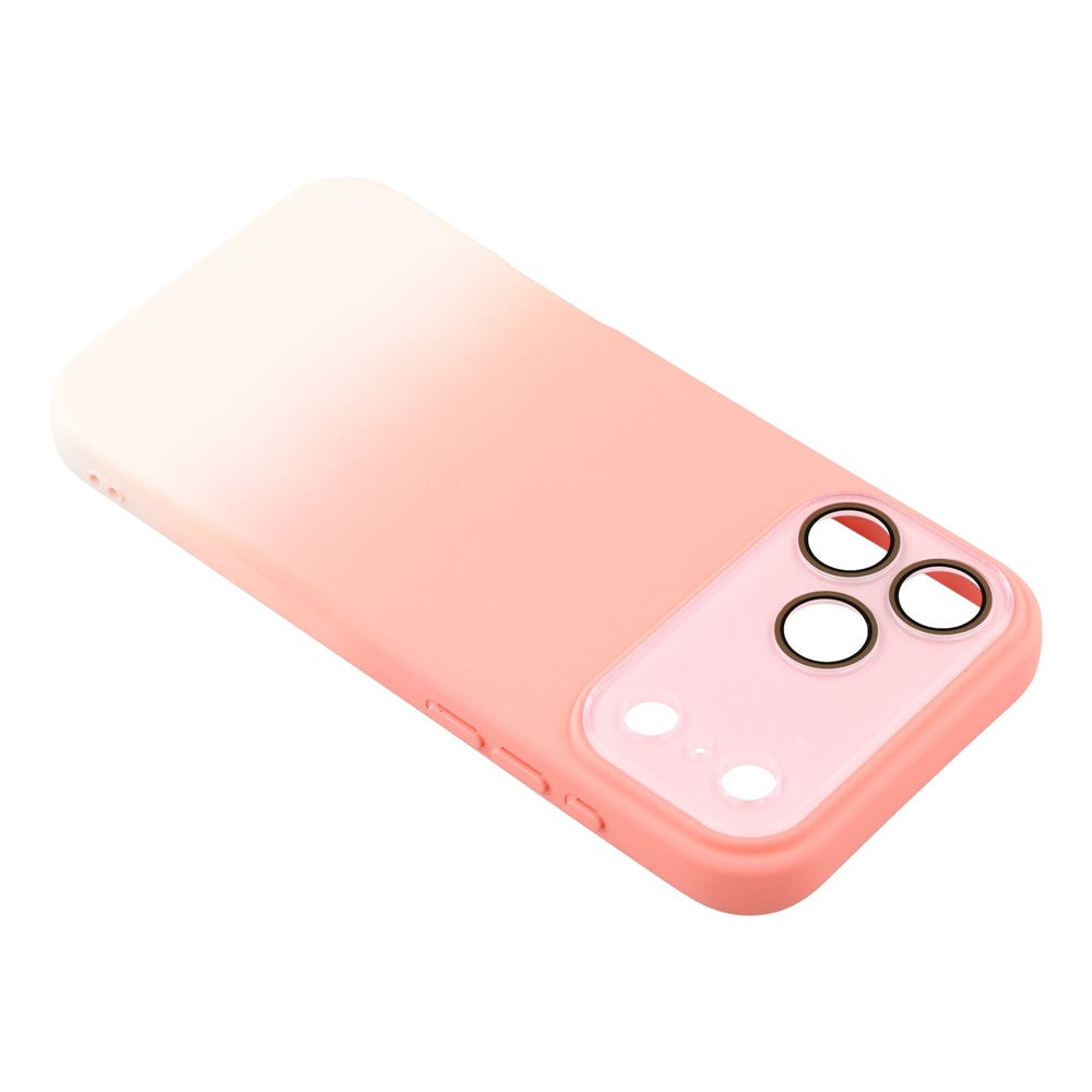 For iPhone 17 Pro Max Case Dual-Color Gradient TPU + Fiber Lining Phone Cover with Lens Protector - Orange Gradient