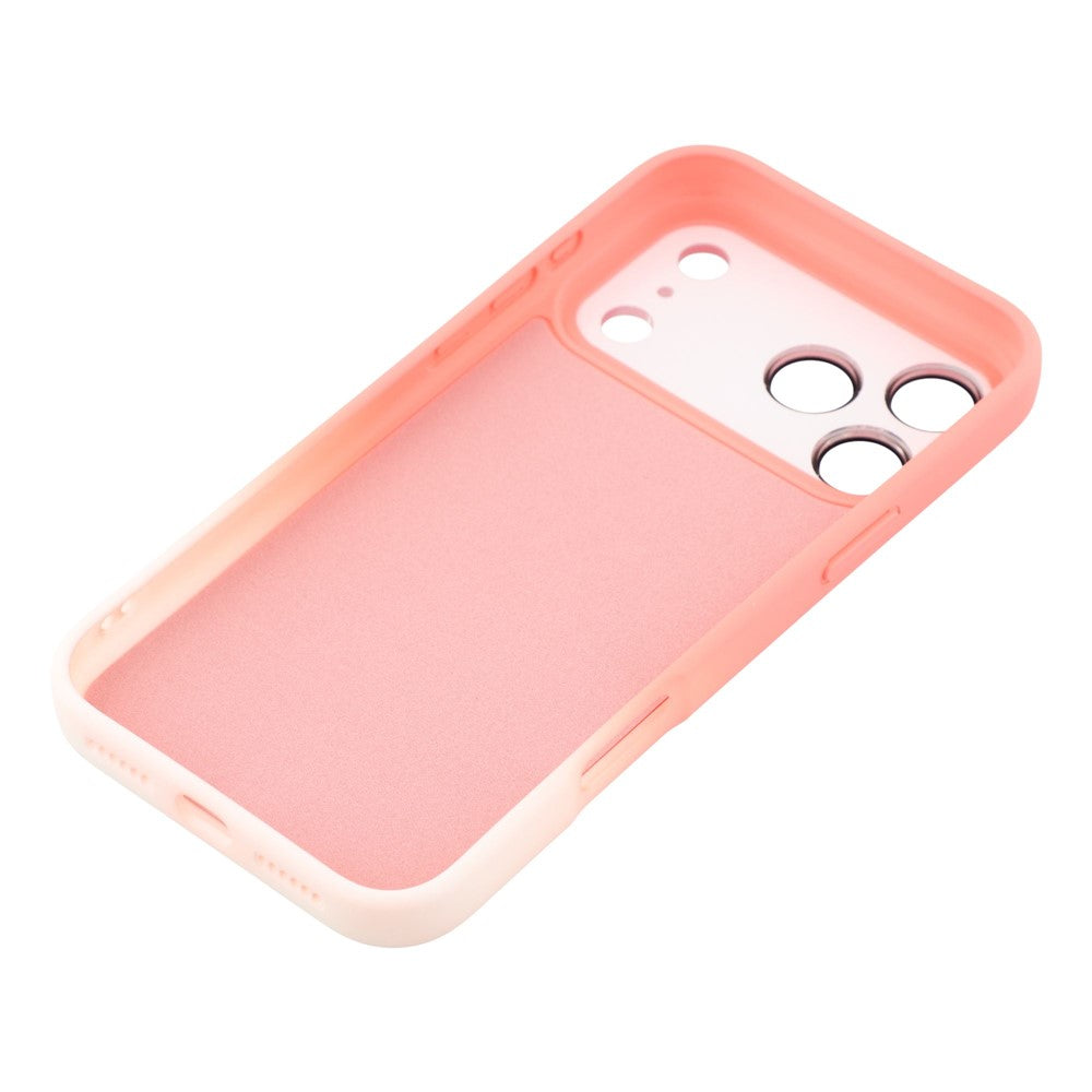 For iPhone 17 Pro Max Case Dual-Color Gradient TPU + Fiber Lining Phone Cover with Lens Protector - Orange Gradient