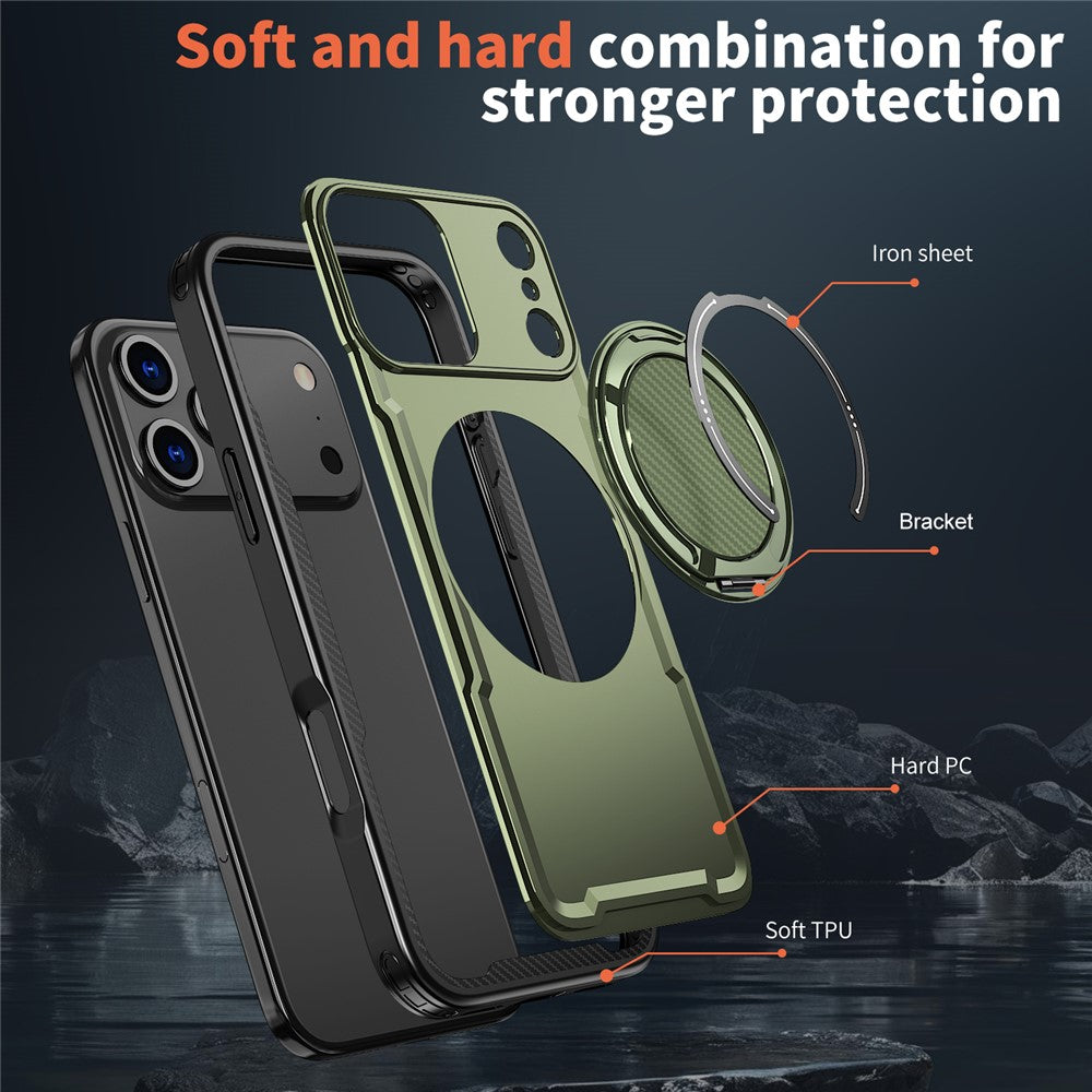 For iPhone 17 Pro Max Case Compatible with MagSafe TPU + PC Kickstand Phone Cover - Olive Green