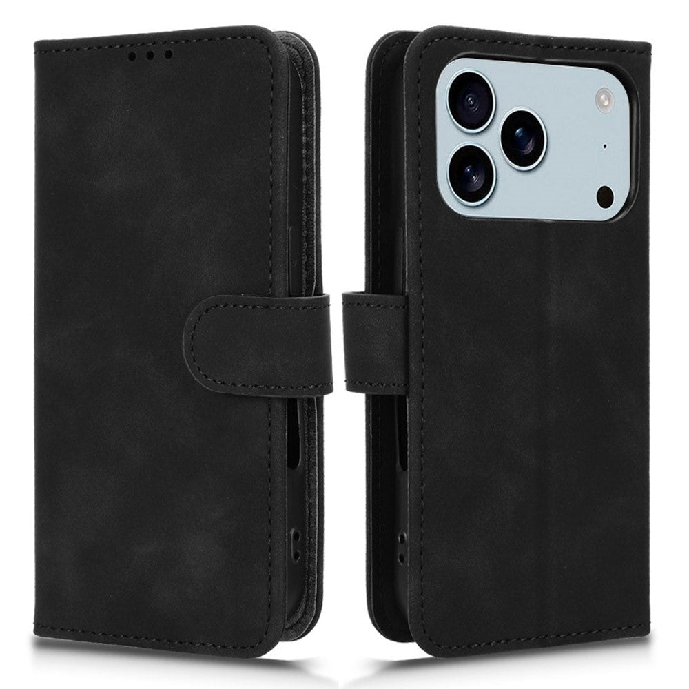 For iPhone 17 Pro Max Leather Case Skin Feel Anti Drop Wallet Flip Phone Cover - Black
