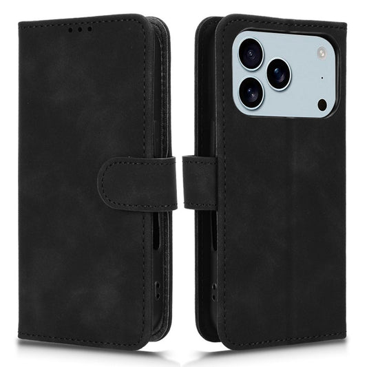 For iPhone 17 Pro Max Leather Case Skin Feel Anti Drop Wallet Flip Phone Cover - Black