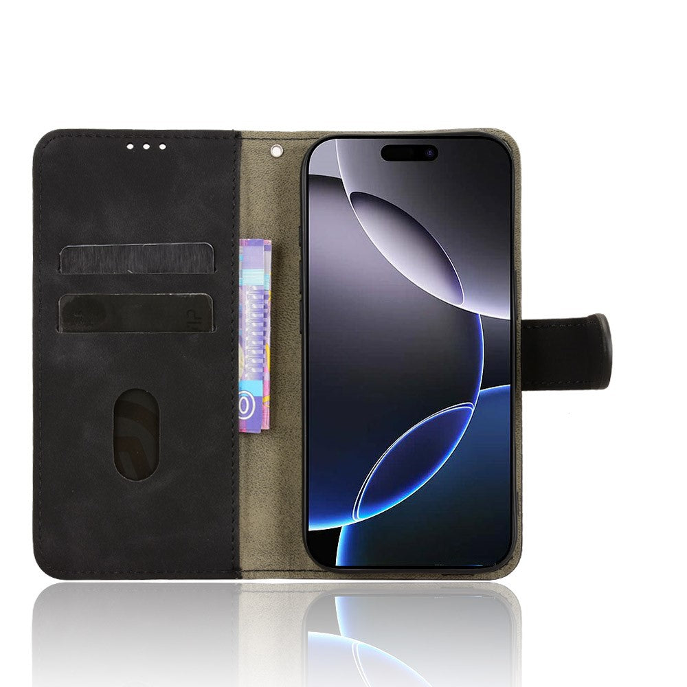 For iPhone 17 Pro Max Leather Case Skin Feel Anti Drop Wallet Flip Phone Cover - Black