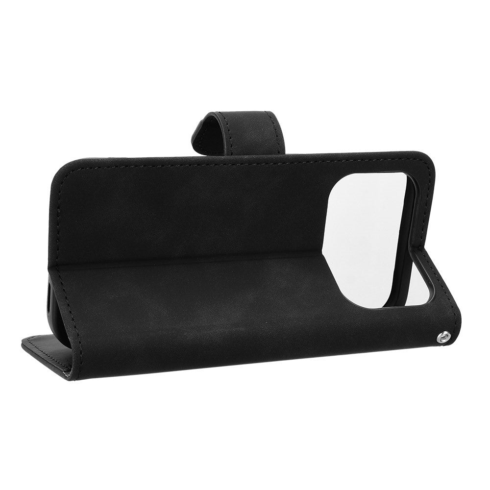 For iPhone 17 Pro Max Leather Case Skin Feel Anti Drop Wallet Flip Phone Cover - Black