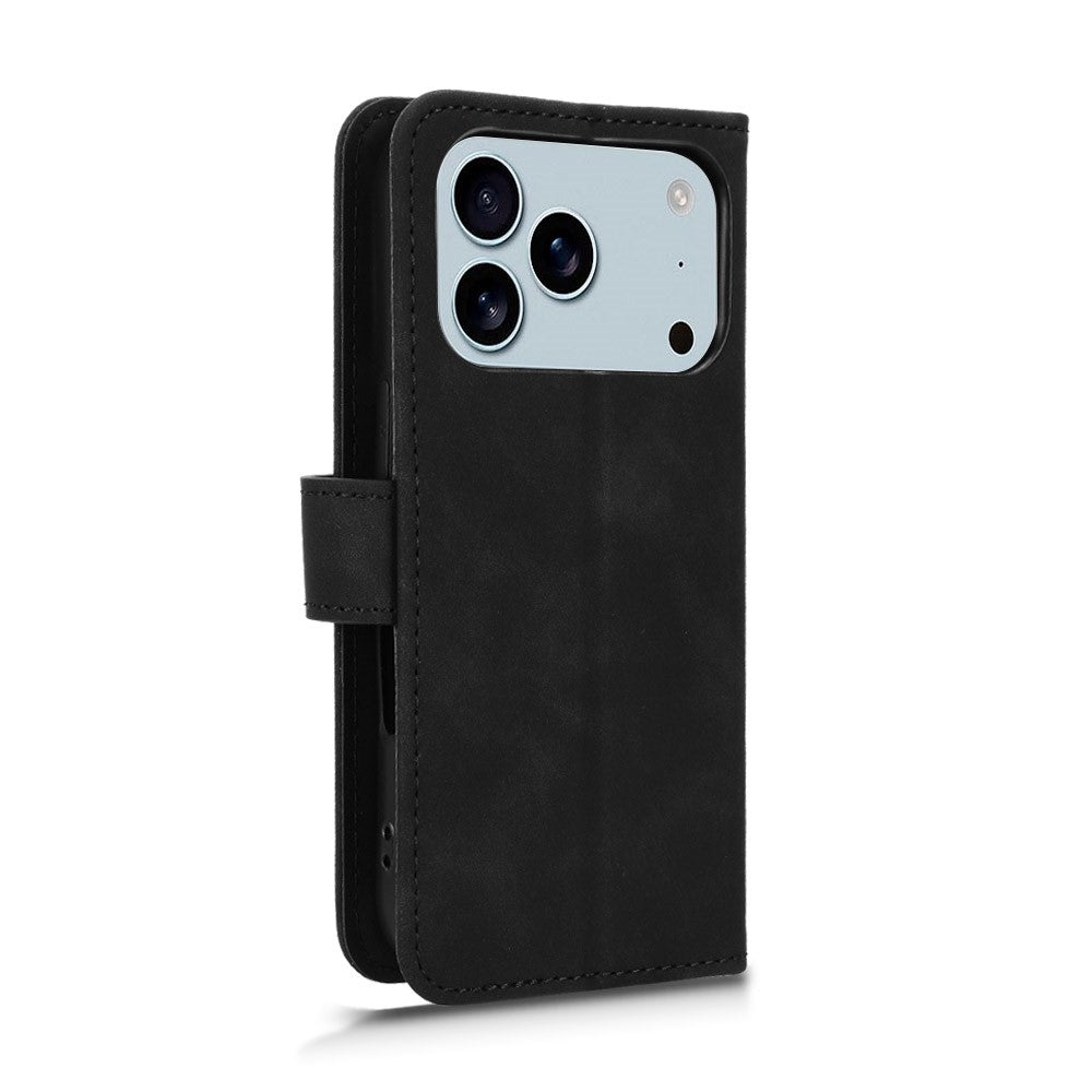For iPhone 17 Pro Max Leather Case Skin Feel Anti Drop Wallet Flip Phone Cover - Black