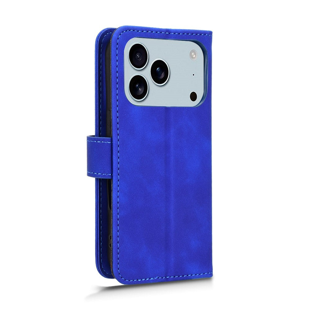 For iPhone 17 Pro Max Leather Case Skin Feel Anti Drop Wallet Flip Phone Cover - Blue