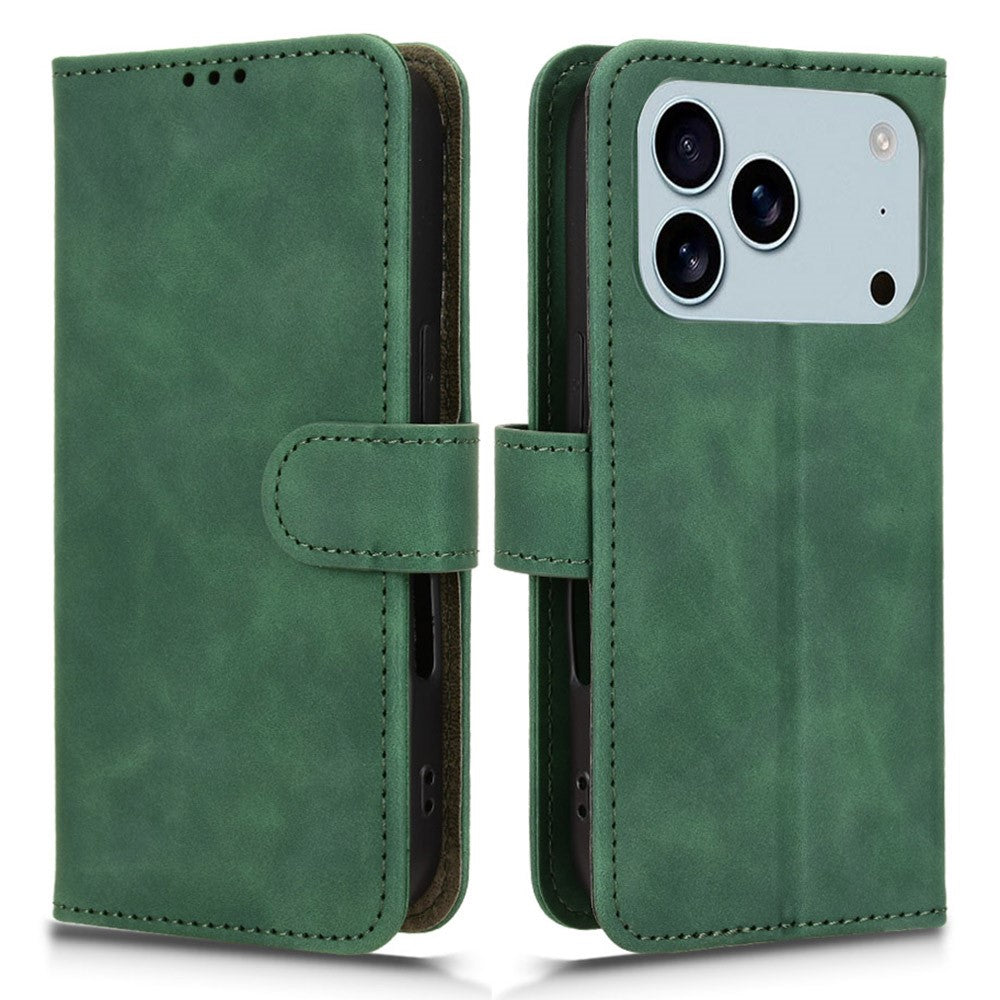 For iPhone 17 Pro Max Leather Case Skin Feel Anti Drop Wallet Flip Phone Cover - Green