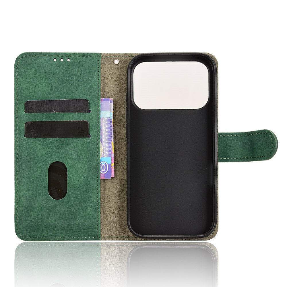 For iPhone 17 Pro Max Leather Case Skin Feel Anti Drop Wallet Flip Phone Cover - Green