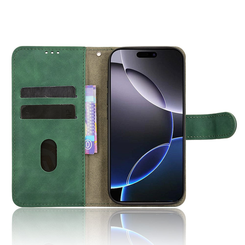 For iPhone 17 Pro Max Leather Case Skin Feel Anti Drop Wallet Flip Phone Cover - Green