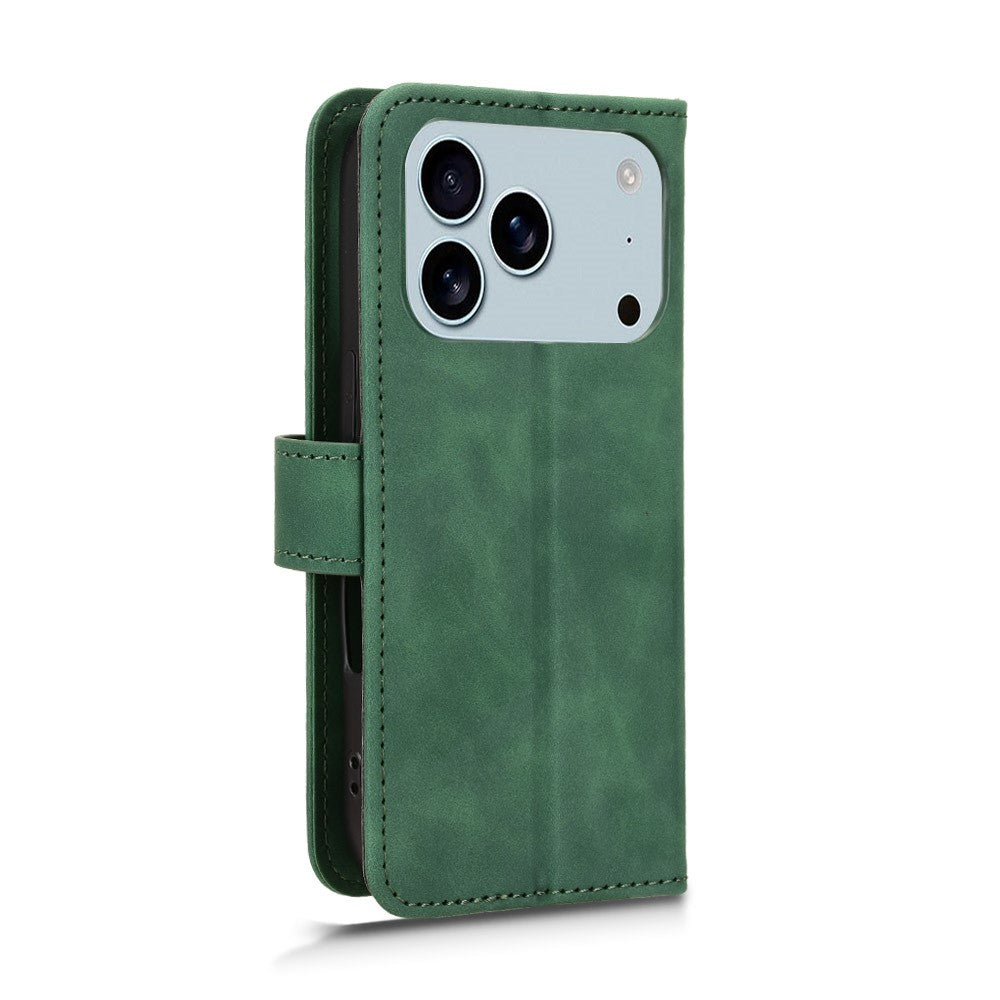 For iPhone 17 Pro Max Leather Case Skin Feel Anti Drop Wallet Flip Phone Cover - Green
