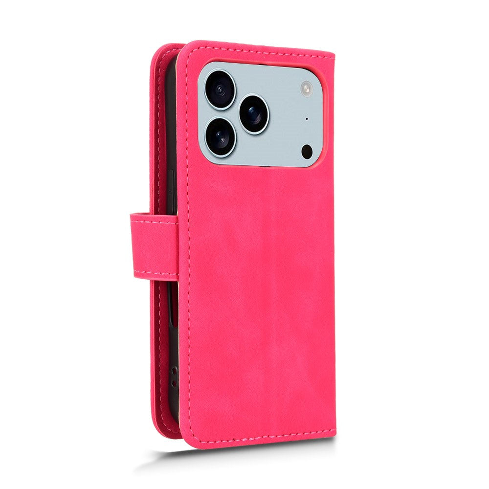 For iPhone 17 Pro Max Leather Case Skin Feel Anti Drop Wallet Flip Phone Cover - Rose