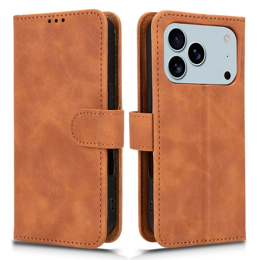 For iPhone 17 Pro Max Leather Case Skin Feel Anti Drop Wallet Flip Phone Cover - Brown