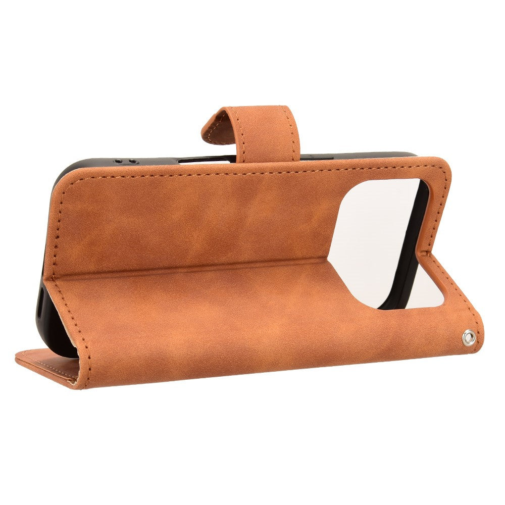 For iPhone 17 Pro Max Leather Case Skin Feel Anti Drop Wallet Flip Phone Cover - Brown