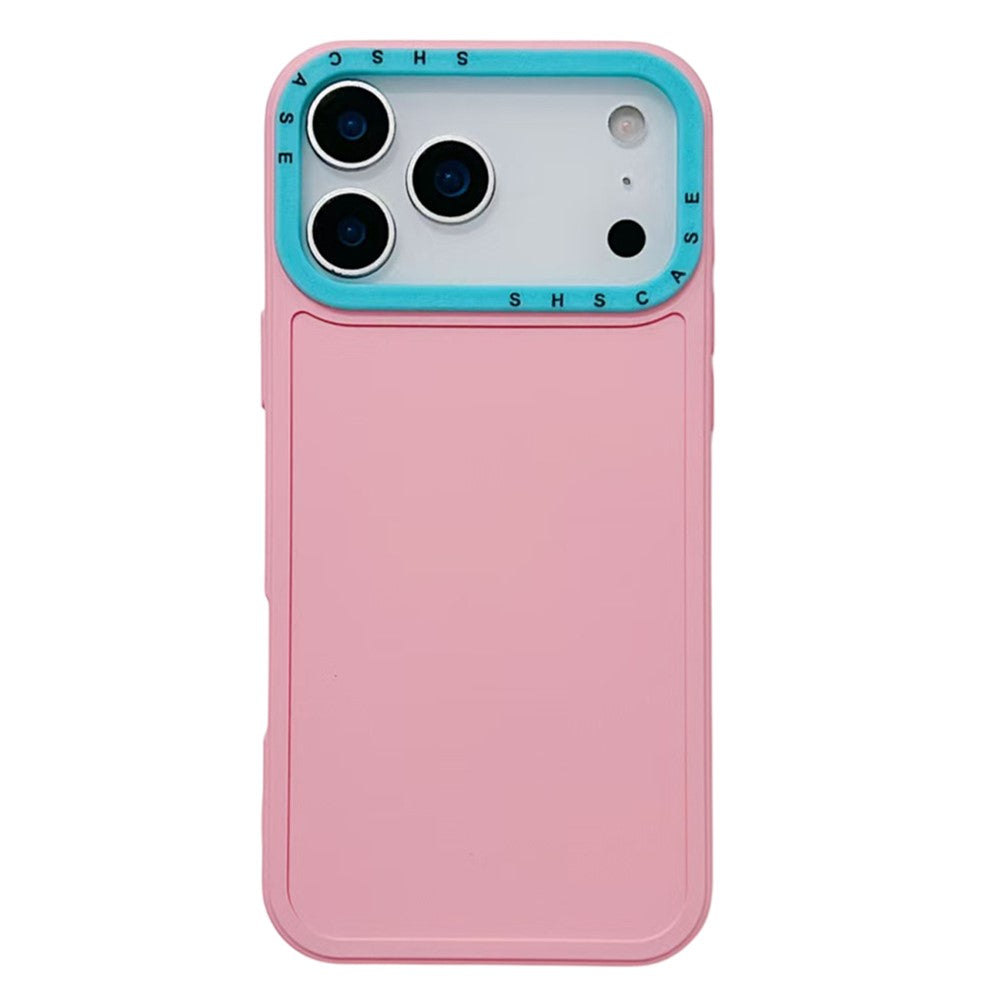 For iPhone 17 Pro Max TPU Case Contrast Color Lens Frame Shockproof Phone Back Cover - Pink