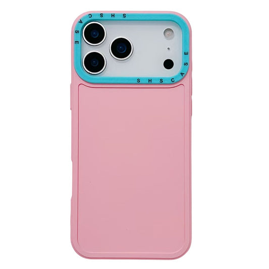 For iPhone 17 Pro Max TPU Case Contrast Color Lens Frame Shockproof Phone Back Cover - Pink