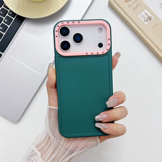 For iPhone 17 Pro Max TPU Case Contrast Color Lens Frame Shockproof Phone Back Cover - Green