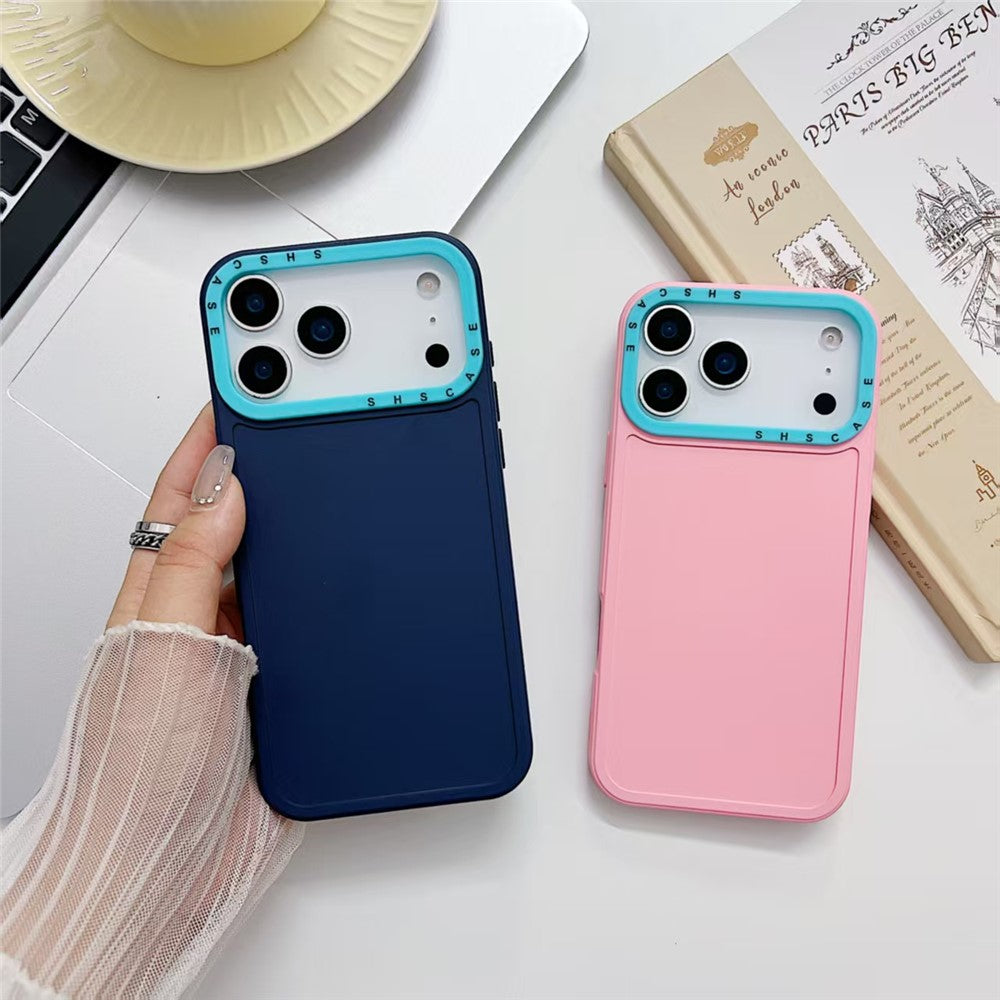 For iPhone 17 Pro Max TPU Case Contrast Color Lens Frame Shockproof Phone Back Cover - Black