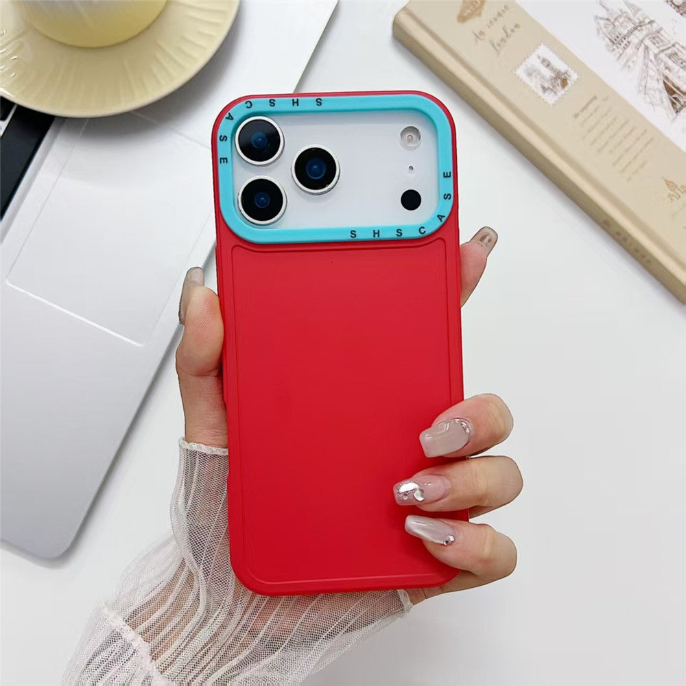 For iPhone 17 Pro Max TPU Case Contrast Color Lens Frame Shockproof Phone Back Cover - Red